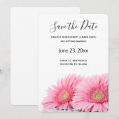 Roze Gerbera Daisies Elegant Photography Save The Date (Voorkant / Achterkant)