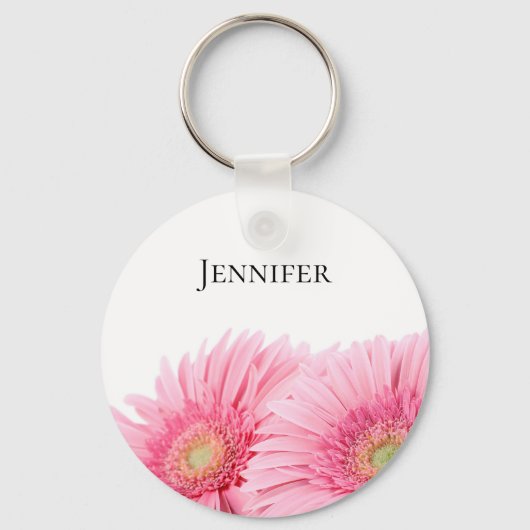 Roze Gerbera Daisies Elegant Photography Sleutelhanger (Voorkant)