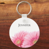 Roze Gerbera Daisies Elegant Photography Sleutelhanger (Voorkant)
