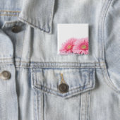 Roze Gerbera Daisies Elegant Photography Vierkante Button 5,1 Cm (In situ)