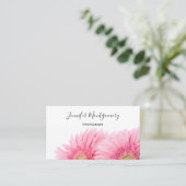 Roze Gerbera Daisies Elegant Photography Visitekaartje (Staand voorkant)