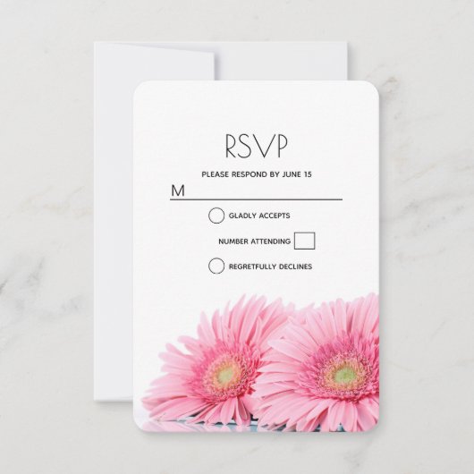 Roze Gerbera Daisies Elegant Photography Wedding RSVP Kaartje (Voorkant)
