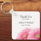Roze Gerbera Daisies Elegant Photography Wedding Sleutelhanger (Voorkant)