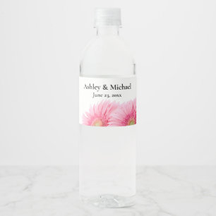 Roze Gerbera Daisies Elegant Photography Wedding Waterfles Etiket