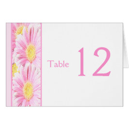 Roze Gerbera Daisies op White Table Number Kaart