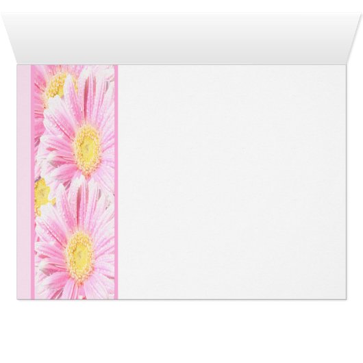 Roze Gerbera Daisies op witte gereserveerde Kaart (Binenzijde Horizontaal (Onderkant))