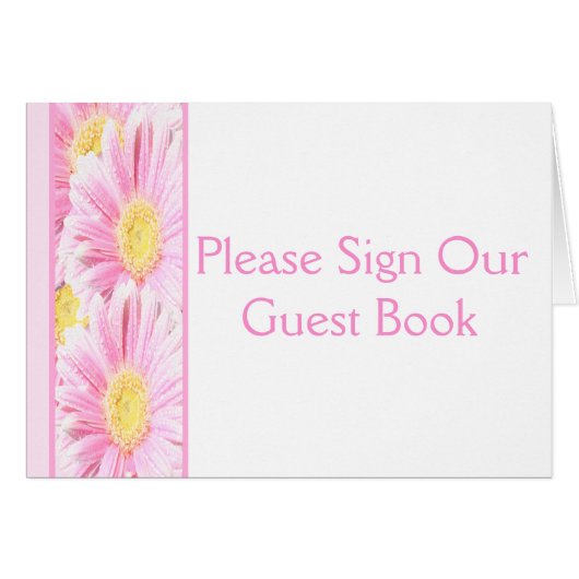 Roze Gerbera Daisies op Witte Tafel Kaart (Voorkant Horizontaal)