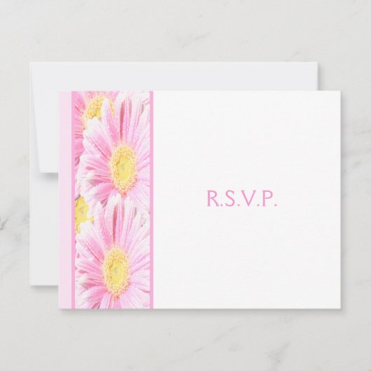 Roze Gerbera Daisies over White Reply Kaart (Voorkant)