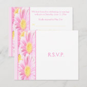 Roze Gerbera Daisies over White Reply Kaart (Voorkant / Achterkant)
