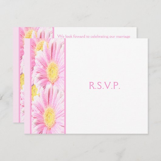 Roze Gerbera Daisies over White Reply Kaart (Voorkant / Achterkant)