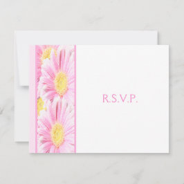 Roze Gerbera Daisies over White Reply Kaart