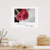 Roze gerbera daisies religieus citaat poster (Keuken)