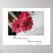 Roze gerbera daisies religieus citaat poster (Voorkant)