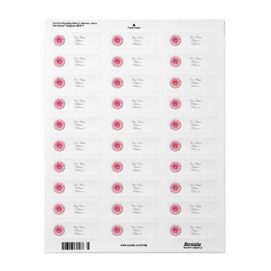 Roze Gerbera Daisy Adresetiketten Etiket (Full Sheet)