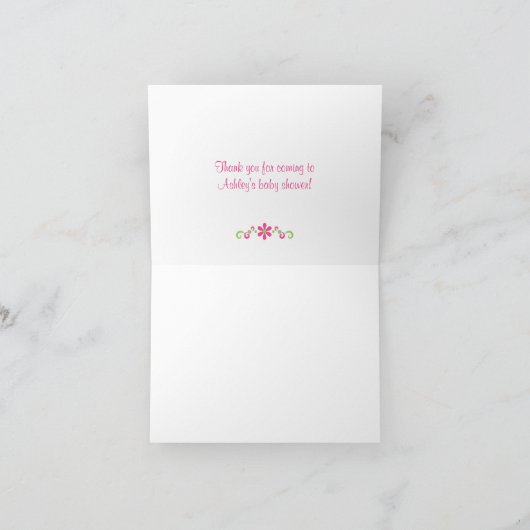 Roze Gerbera Daisy Baby shower Bedankt Card (Binnen)