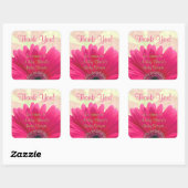 Roze Gerbera Daisy Baby shower Dank u Vierkante Sticker (Vel)