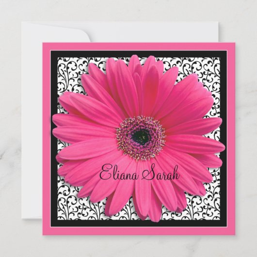 Roze Gerbera Daisy Bat Mitzvah Uitnodiging (Voorkant)