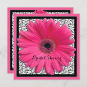 Roze Gerbera Daisy Black Bridal Shower Kaart (Voorkant / Achterkant)