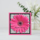 Roze Gerbera Daisy Black Bridal Shower Kaart (Staand voorkant)