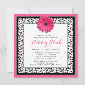 Roze Gerbera Daisy Black Bridal Shower Kaart (Achterkant)