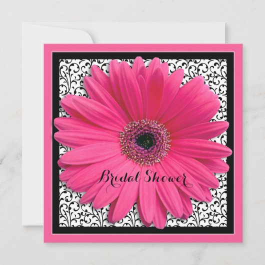 Roze Gerbera Daisy Black Bridal Shower Kaart (Voorkant)