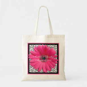 Roze Gerbera Daisy Black Wedding Welcome Bag Tote Bag