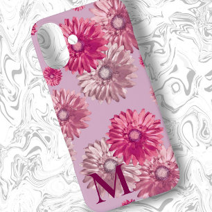 Roze Gerbera Daisy Bloemen op Dusty Mauve Floral iPhone 16 Plus Hoesje