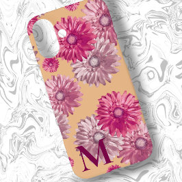 Roze Gerbera Daisy Bloemen op Sinaasappel Bloemen iPhone 16 Plus Hoesje