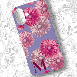 Roze Gerbera Daisy Bloemen Periwinkle Blauw Bloeme iPhone 16 Plus Hoesje