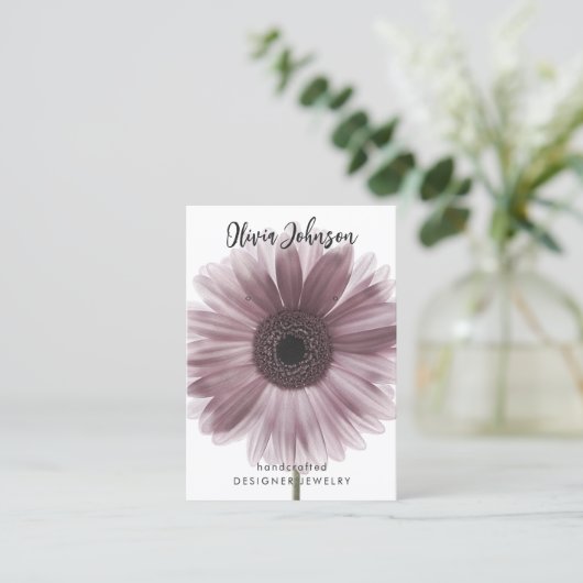 Roze Gerbera Daisy Bloemen Sieraden Oorbel Display Visitekaartje (Staand voorkant)