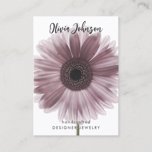 Roze Gerbera Daisy Bloemen Sieraden Oorbel Display Visitekaartje (Voorkant)
