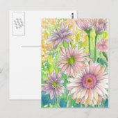 Roze Gerbera Daisy Boeket Waterverf Bloemen Art Briefkaart (Voorkant / Achterkant)