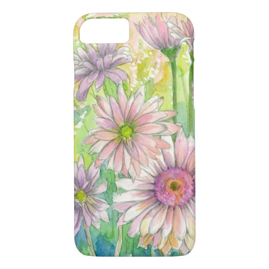 Roze Gerbera Daisy Boeket Waterverf Bloemenkunst Case-Mate iPhone Case (Achterkant)