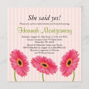 Roze Gerbera Daisy Bridal Shower Invitations Kaart