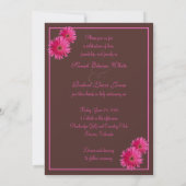 Roze Gerbera Daisy Brown Wedding Invitation Kaart (Achterkant)