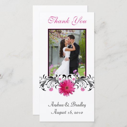 Roze Gerbera Daisy bruiloft Dank u fotokaart Bedankkaart (Voorkant / Achterkant)
