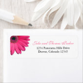 Roze Gerbera Daisy Bruiloft Eenvoudig Retouradres Etiket (Insitu)