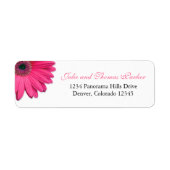 Roze Gerbera Daisy Bruiloft Eenvoudig Retouradres Etiket (Voorkant)