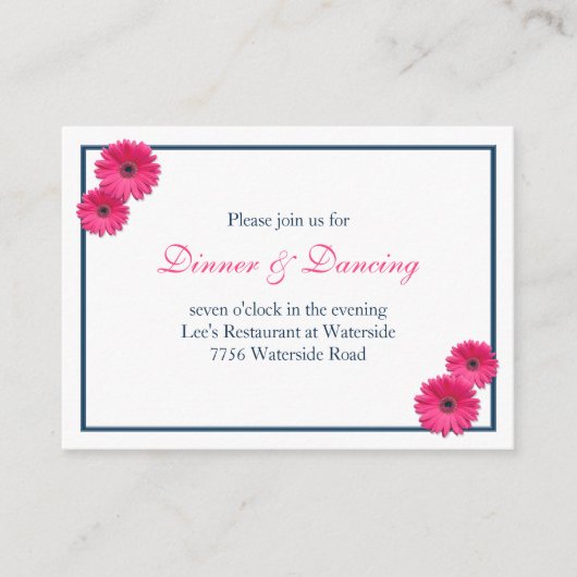 Roze Gerbera Daisy bruiloft receptie Kaart (Voorkant)