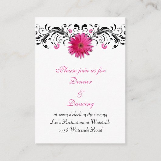 Roze Gerbera Daisy bruiloft receptie Kaart (Voorkant)