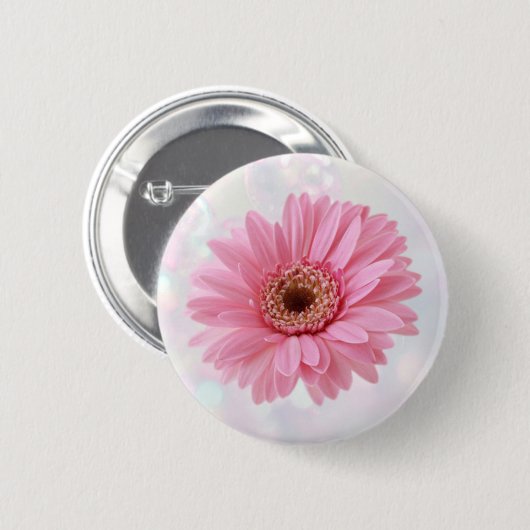 Roze Gerbera daisy Button (Voorkant /achterkant)