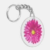 Roze gerbera daisy chic floral rond sleutelhanger (Voorkant Links)