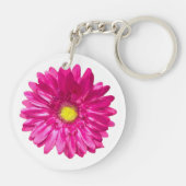 Roze gerbera daisy chic floral rond sleutelhanger (Achterkant)