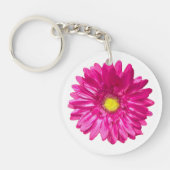Roze gerbera daisy chic floral rond sleutelhanger (Voorkant)