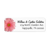 Roze Gerbera Daisy Custom Adresetiketten Etiket (Voorkant)