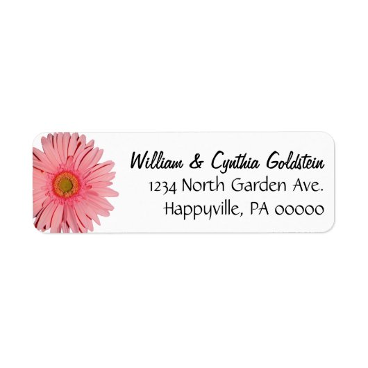 Roze Gerbera Daisy Custom Adresetiketten Etiket (Voorkant)
