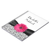 Roze Gerbera Daisy Damask Gepersonaliseerd Notitie Notitieboek (Linkerzijde)