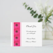 Roze Gerbera Daisy Dank u bruiloft Kaart (Staand voorkant)