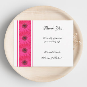 Roze Gerbera Daisy Dank u bruiloft Kaart