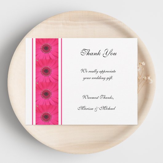 Roze Gerbera Daisy Dank u bruiloft Kaart